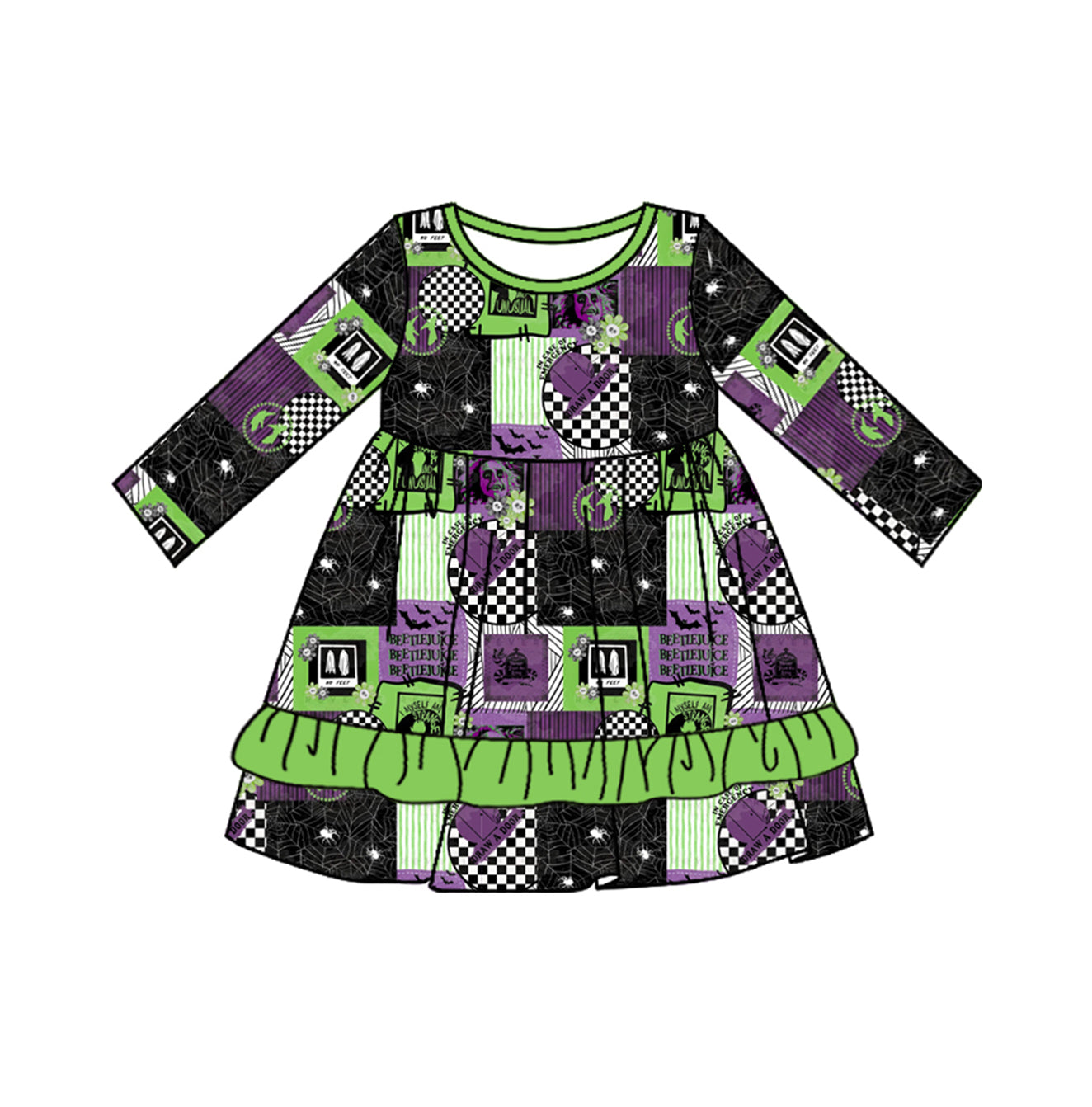 Baby Girls Halloween Green Horrible Knee Length Dresses Preorder