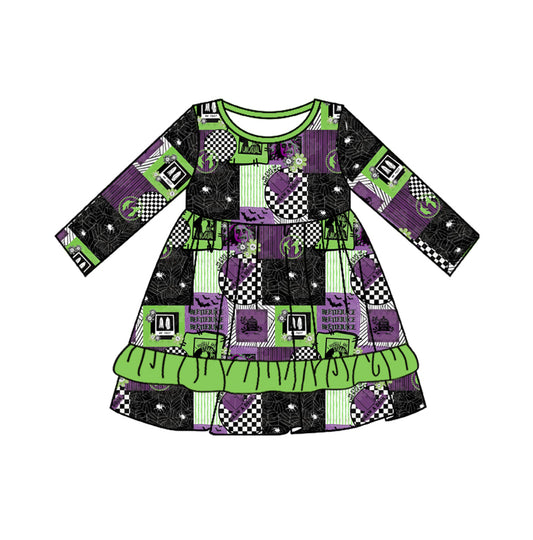 Baby Girls Halloween Green Horrible Knee Length Dresses Preorder