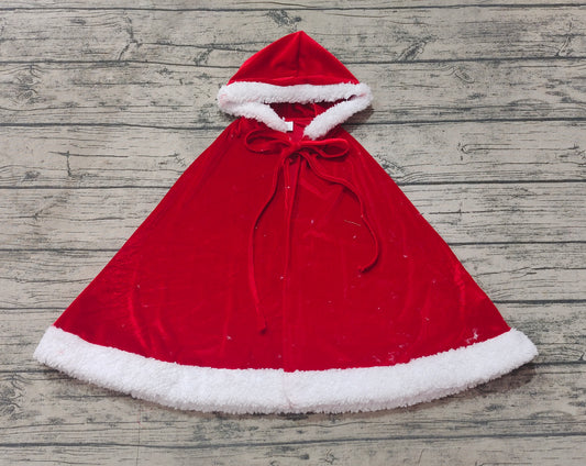 Baby Girls Christmas Red Velvet Hooded Tops Cloak