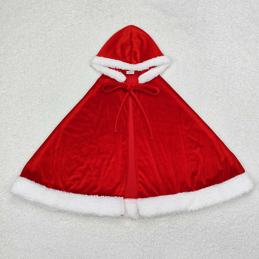 Baby Girls Christmas Red Velvet Hooded Tops Cloak