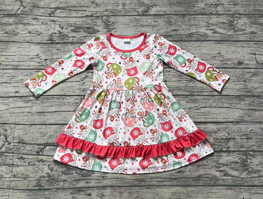 Baby Girls Christmas Cups Gingerbread Knee Length Dresses