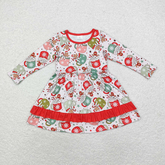 Baby Girls Christmas Cups Gingerbread Knee Length Dresses