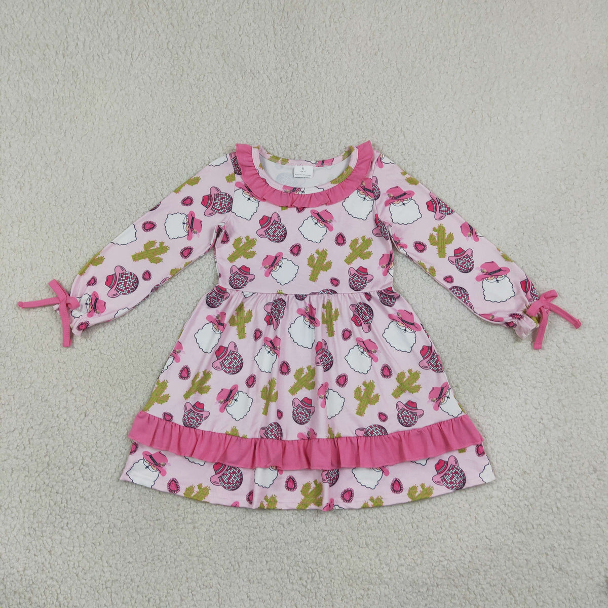 Sibling Baby Girls Long Ruffle Sleeve Cartoon Pumpkins Princess Trees Knee Length Dresses