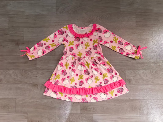 Baby Girls Christmas Santa Cactus Western Knee Length Dresses Preorder