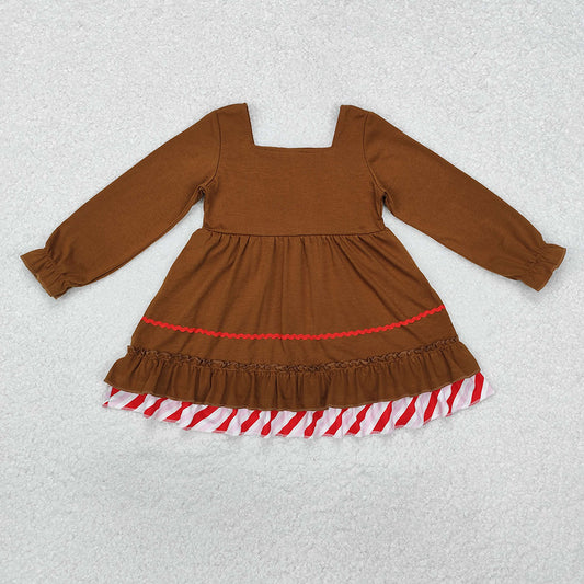 Baby Girls Brown Gingerbread Bow Knee Length Dresses