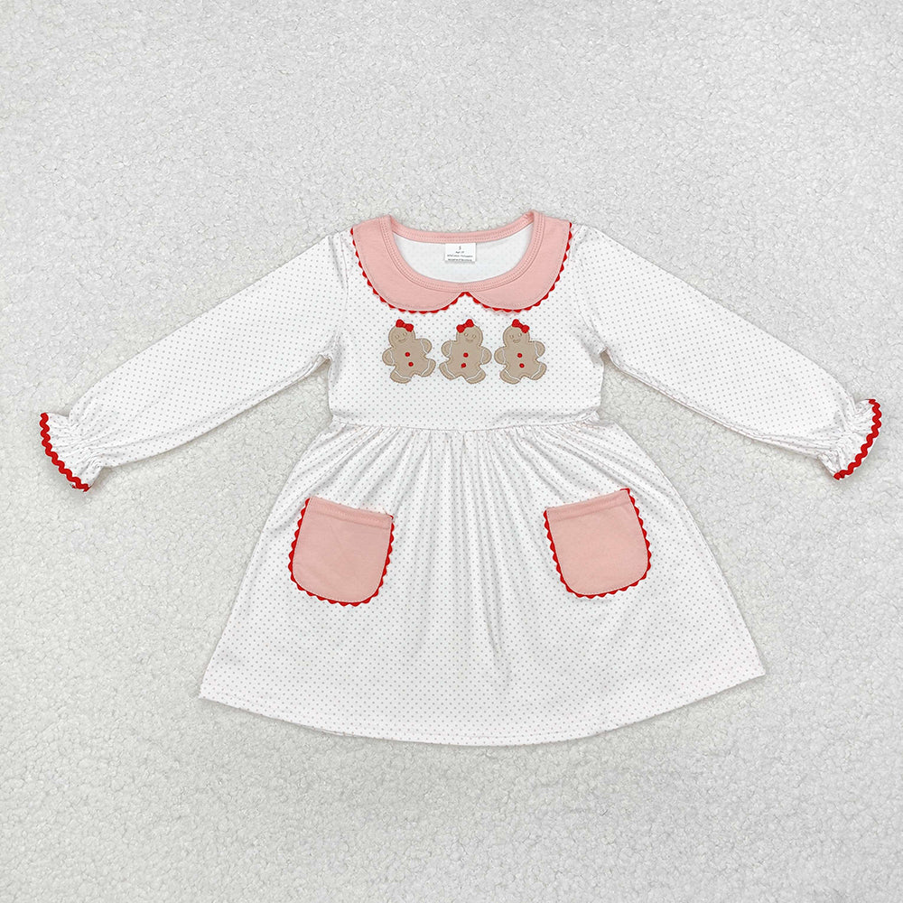 Baby Girls Christmas Dots Pink Gingerbread Knee Length Dresses