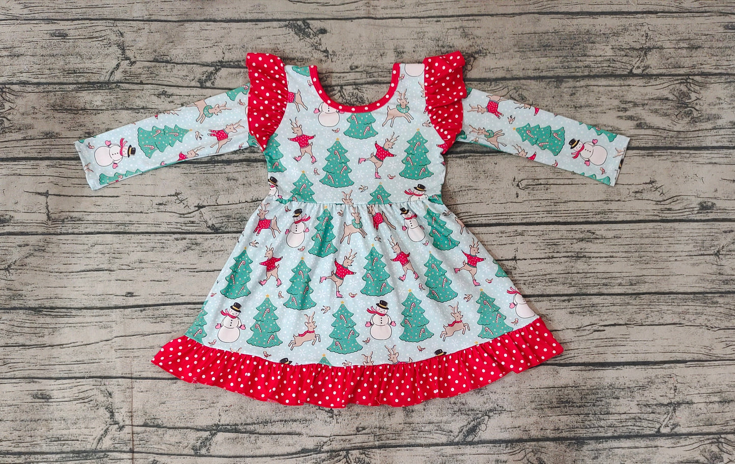 Baby Girls Christmas Tree Snowman Knee Length Dresses