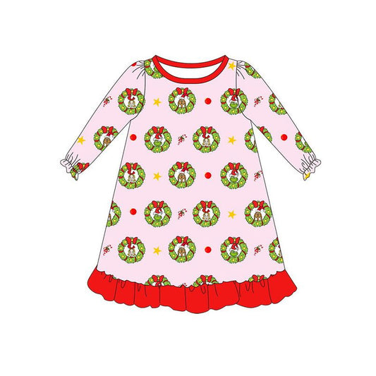 Baby Girls Christmas Pink Face Knee Length Dresses Preorder