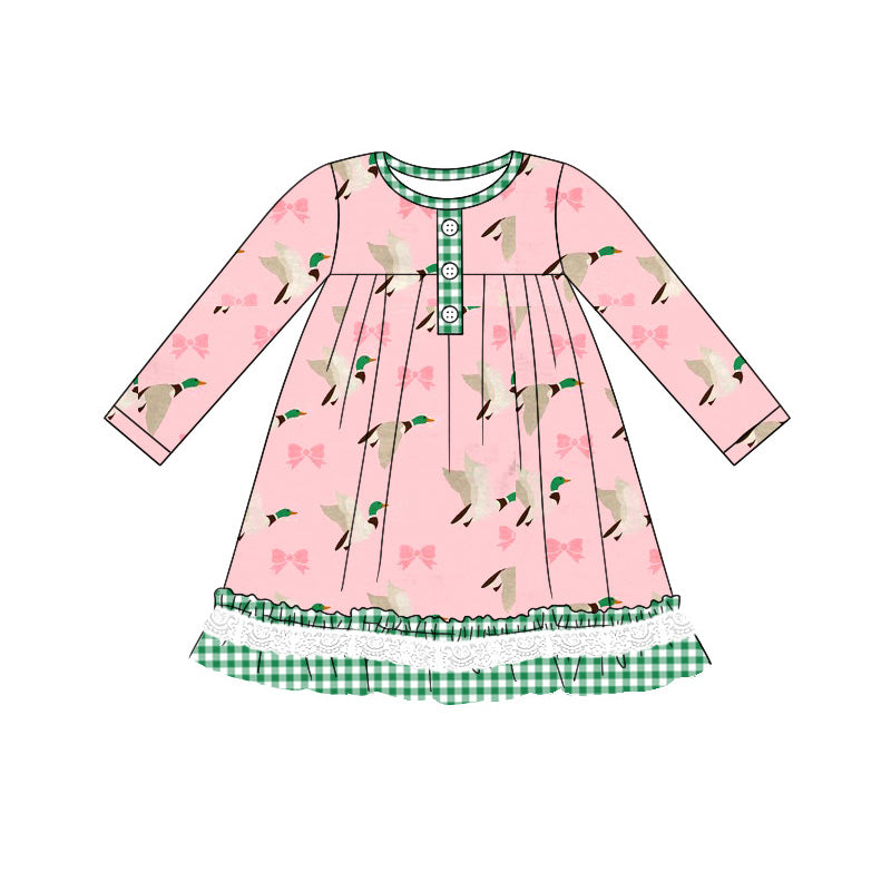 Baby Girls Mallard Ducks Bows Knee Length Dresses Preorder