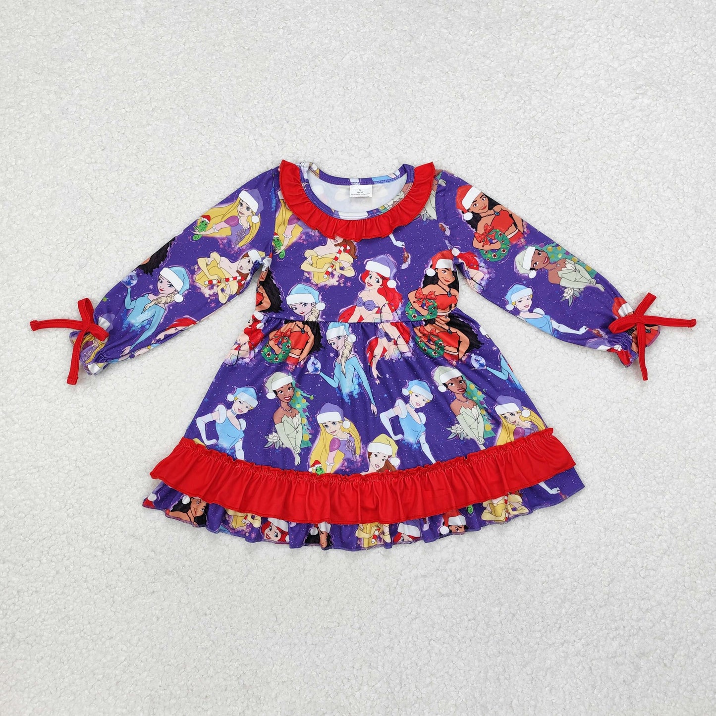 Sibling Baby Girls Long Ruffle Sleeve Cartoon Pumpkins Princess Trees Knee Length Dresses
