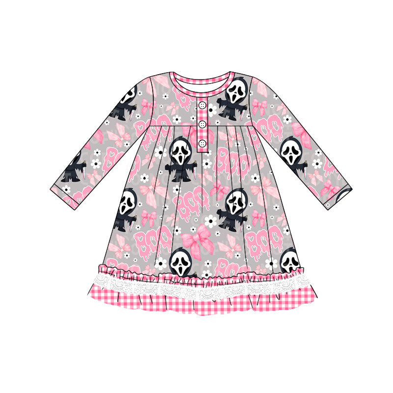 Baby Girls Halloween Boo Ruffle Knee Length Dresses Preorder