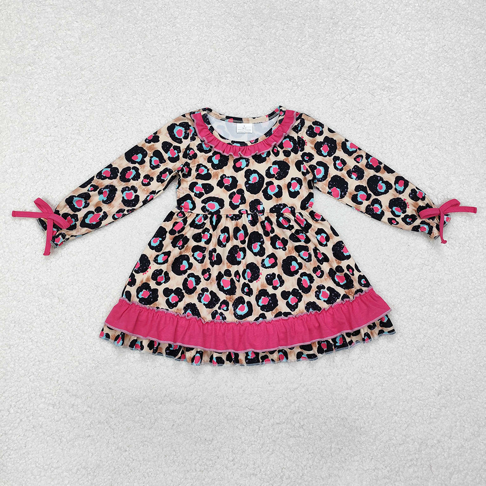 Baby Girls Pink Leopard Ruffle Knee Length Dresses