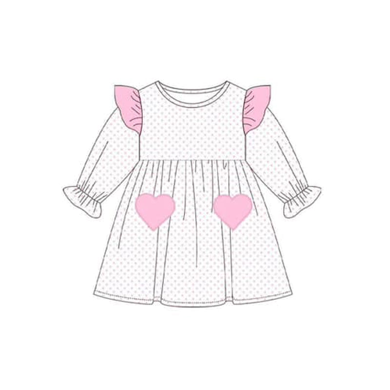 Baby Girls Christmas Pink Dots Hearts Knee Length Dresses Preorder