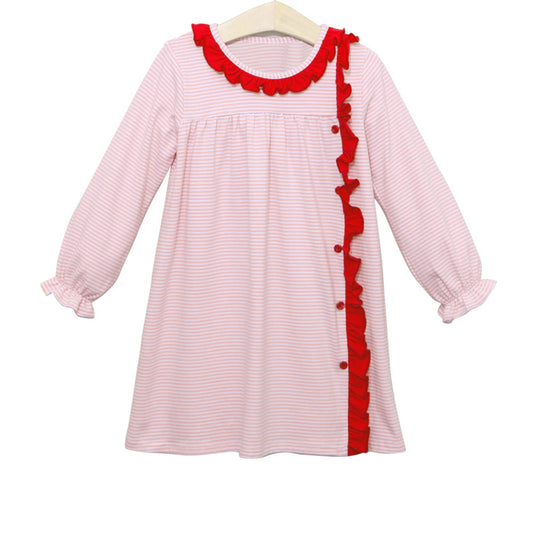 Baby Girls Christmas Pink Ruffle Knee Length Dresses Preorder