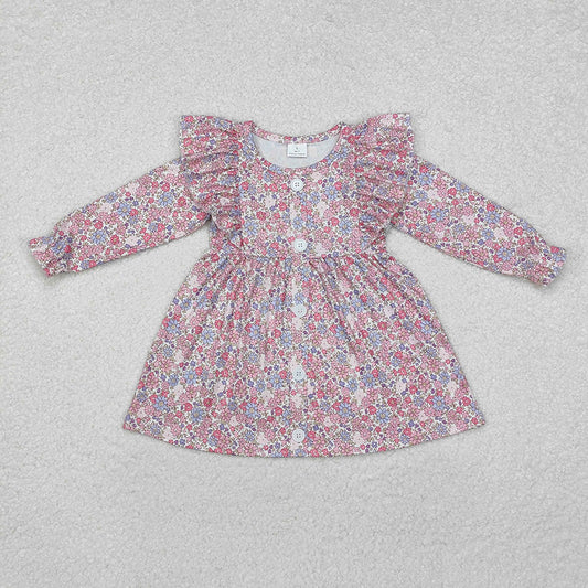 Baby Girls Spring Flowers Ruffle Knee Length Dresses