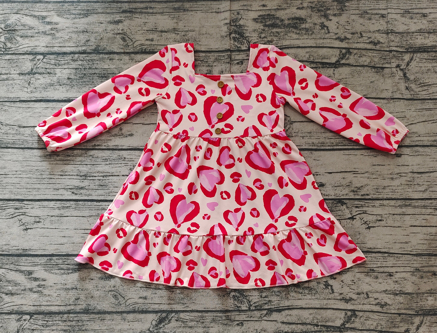 Baby Girls Valentines Hearts Red Knee Length Dresses