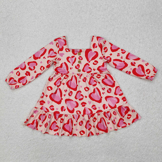 Baby Girls Valentines Hearts Red Knee Length Dresses