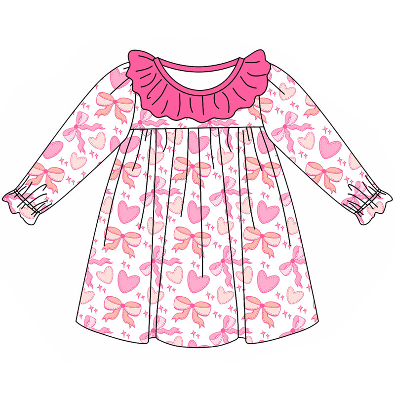 Baby Girls Valentines Hearts Pink Knee Length Dresses Preorder