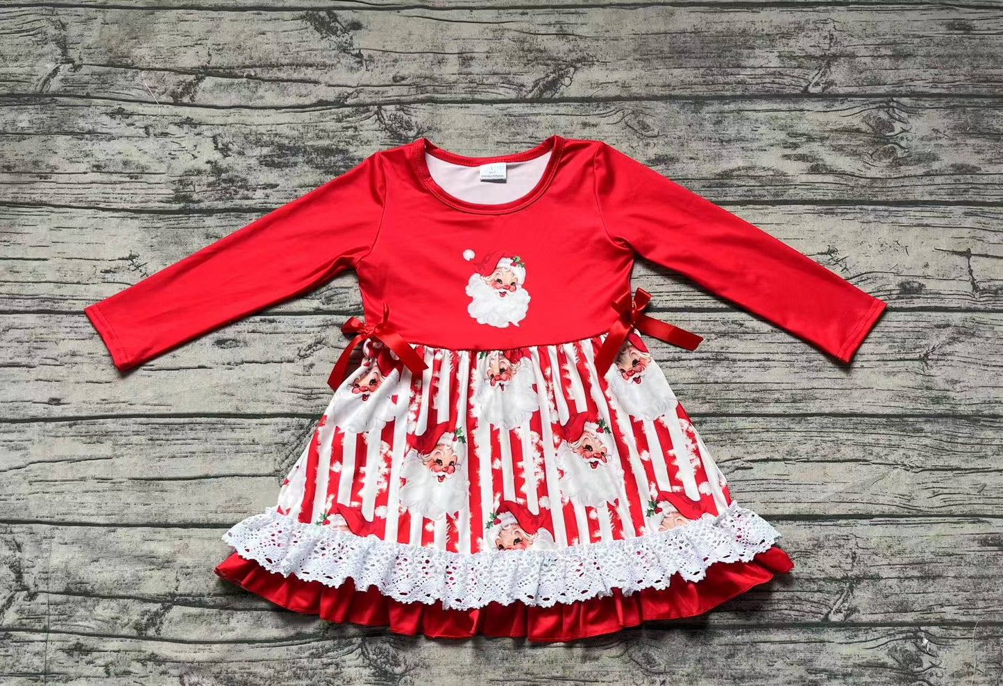 Baby Girls Christmas Santa Ruffle Knee Length Dresses