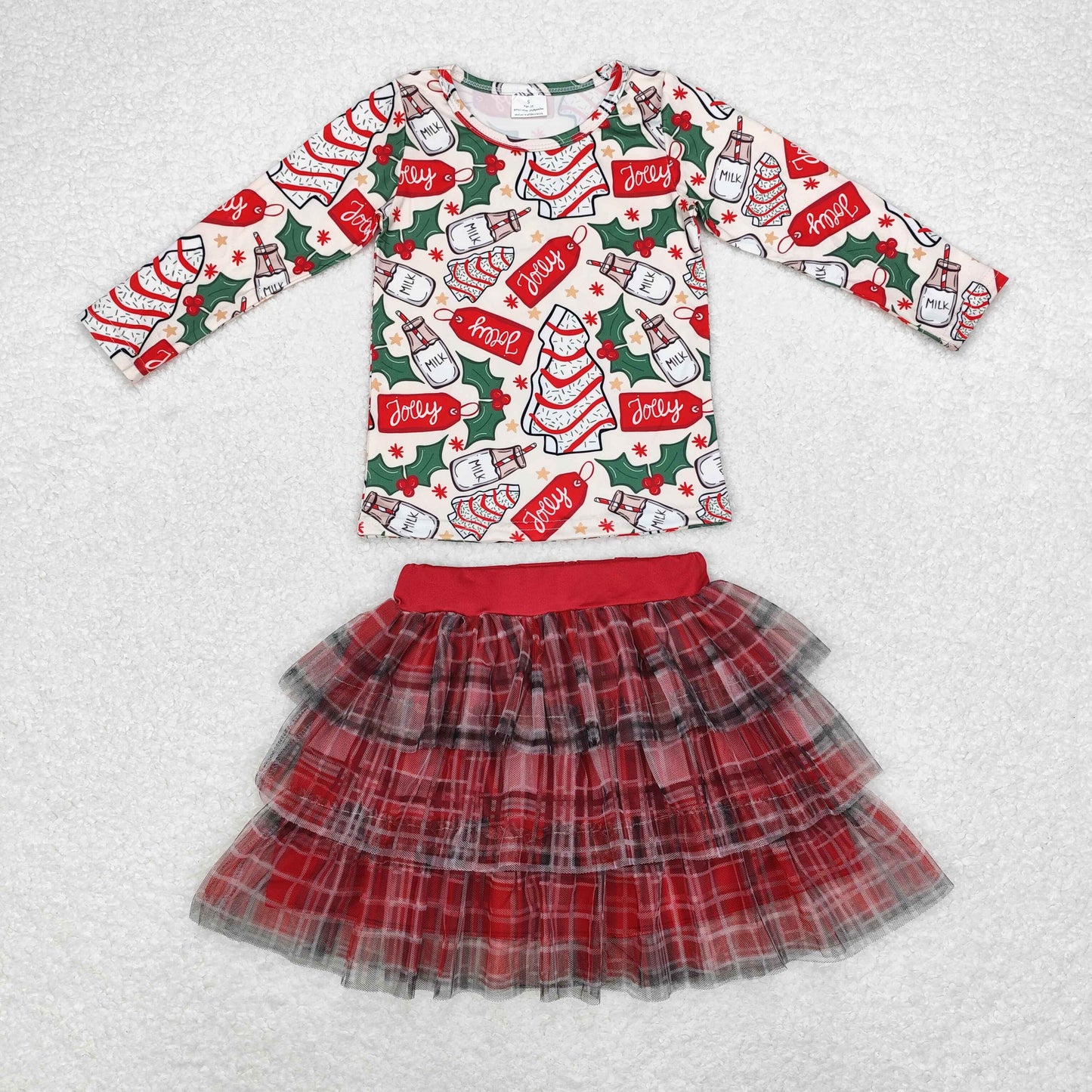 Baby Girls Christmas Cake Top Ruffle Skirt Clothes Sets