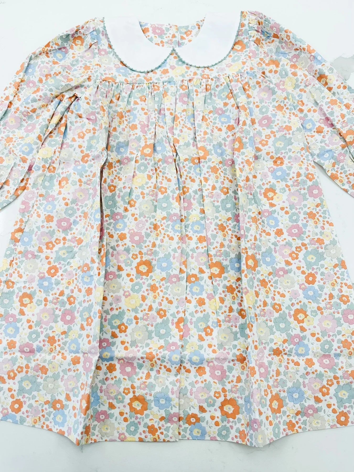 Baby Girls Blue Small Flowers Knee Length Dresses Preorder