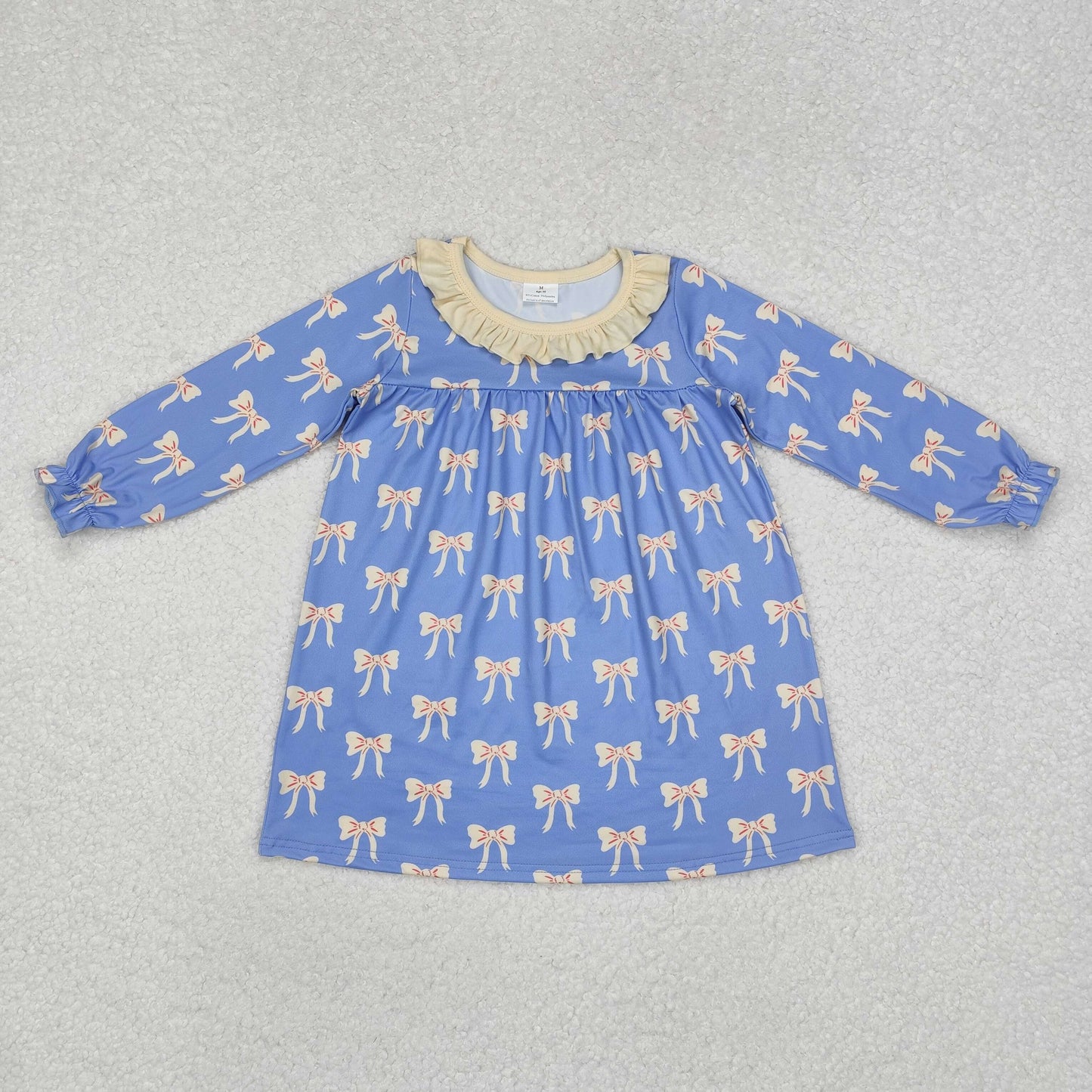 Sibling Baby Girls Blue Bows Rompers Dresses