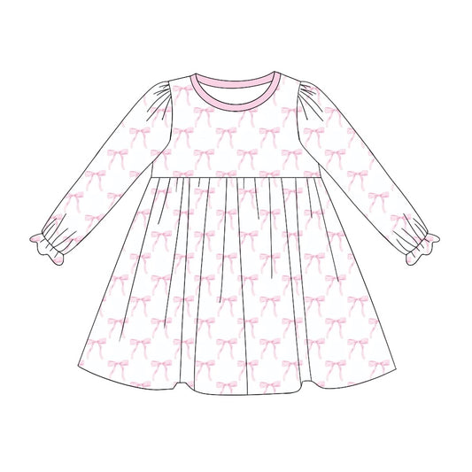 Baby Girls Pink Bows Knee Length Dresses Preorder