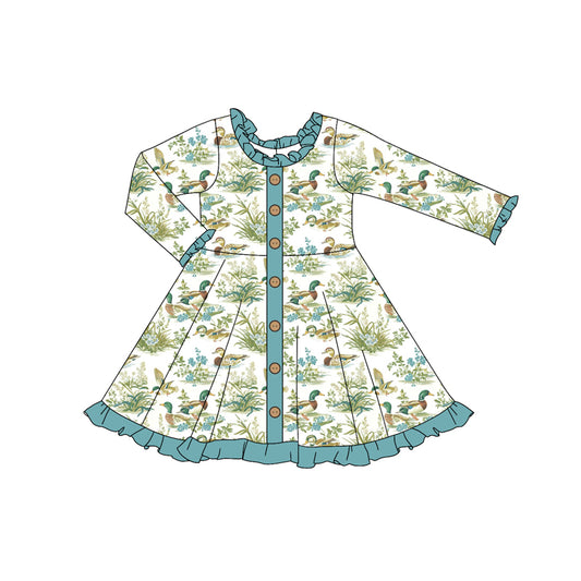 Baby Girls Ducks Hunting Knee Length Dresses Preorder