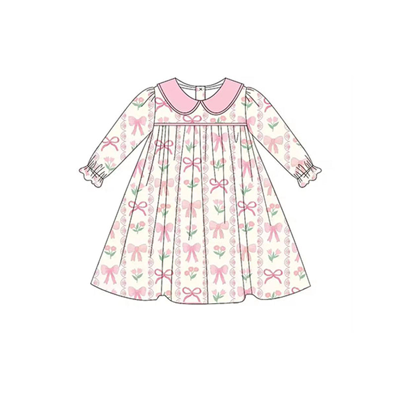 Baby Girls Pink Bows Knee Length Dresses Preorder