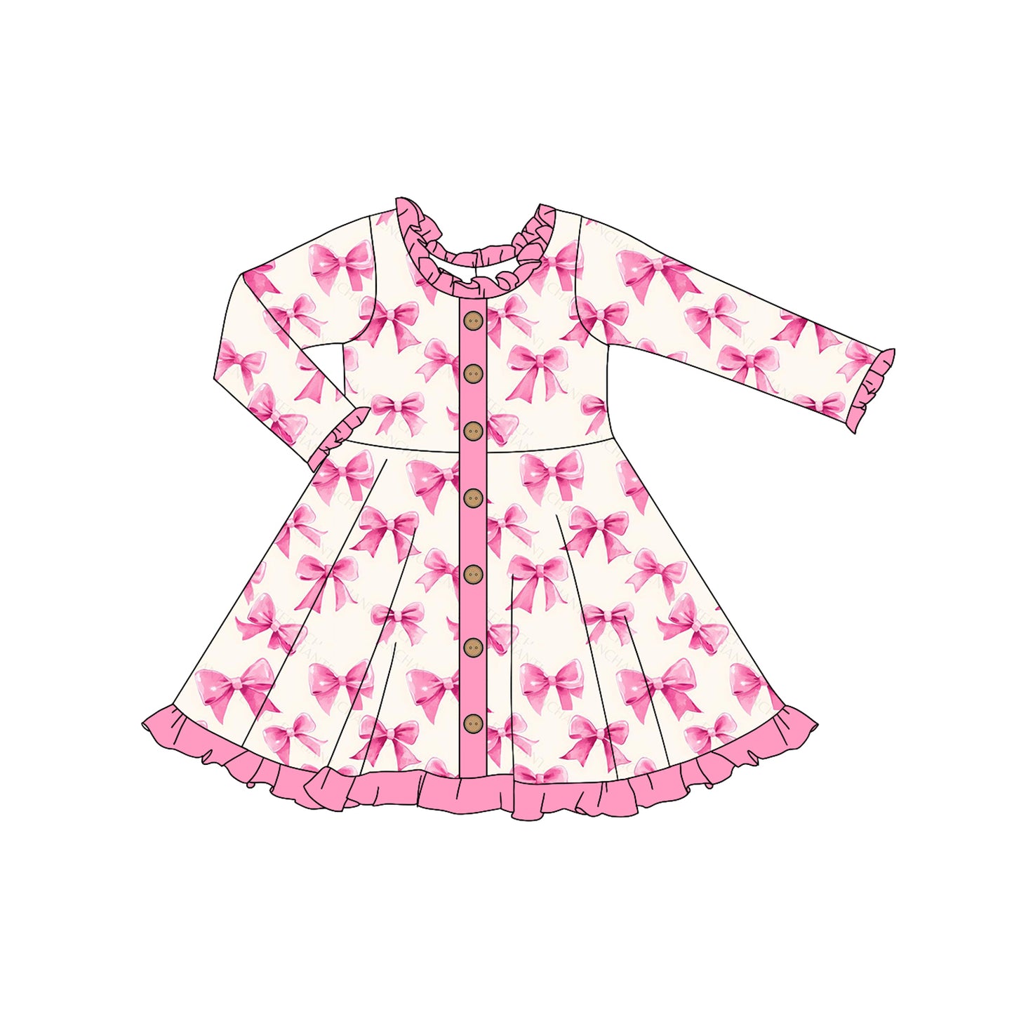 Baby Girls Rowdy Row Buttons Knee Length Dresses Preorder