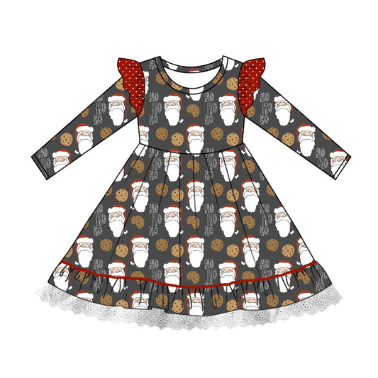 Baby Girls Christmas Santa Cookie Knee Length Dresses Preorder