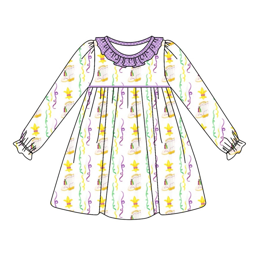 Baby Girls Mardi Gras Purple Knee Length Dresses Preorder