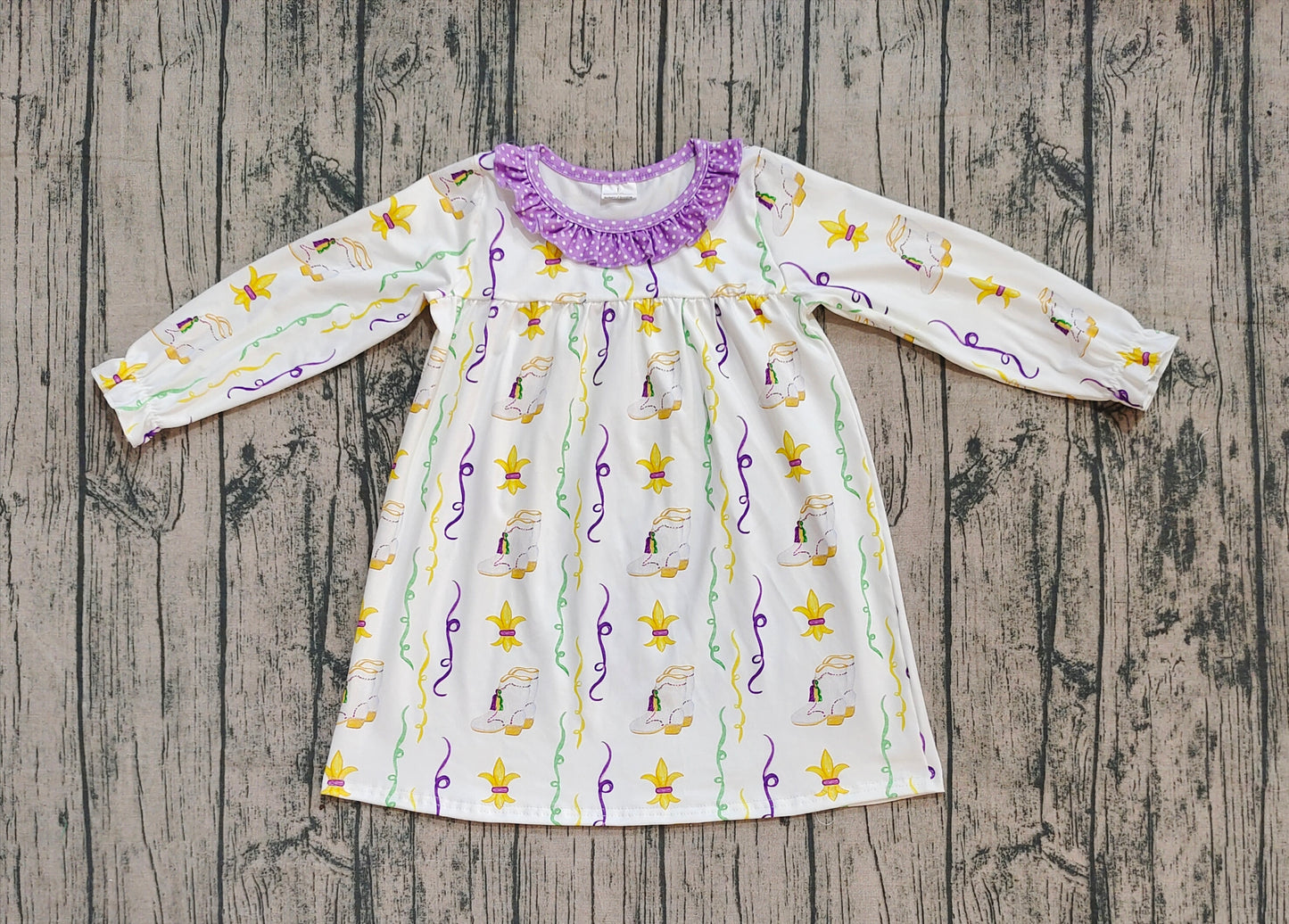 Baby Girls Mardigras Anchors Stripe Collar Knee Length Dresses