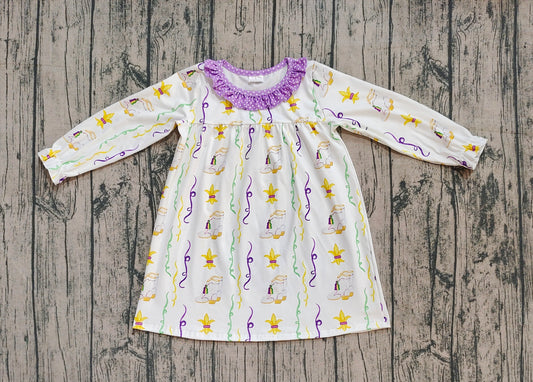 Baby Girls Mardigras Anchors Stripe Collar Knee Length Dresses