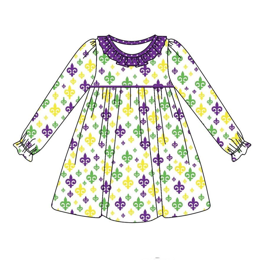 Baby Girls Anchors Mardi Gras Knee Length Dresses Preorder