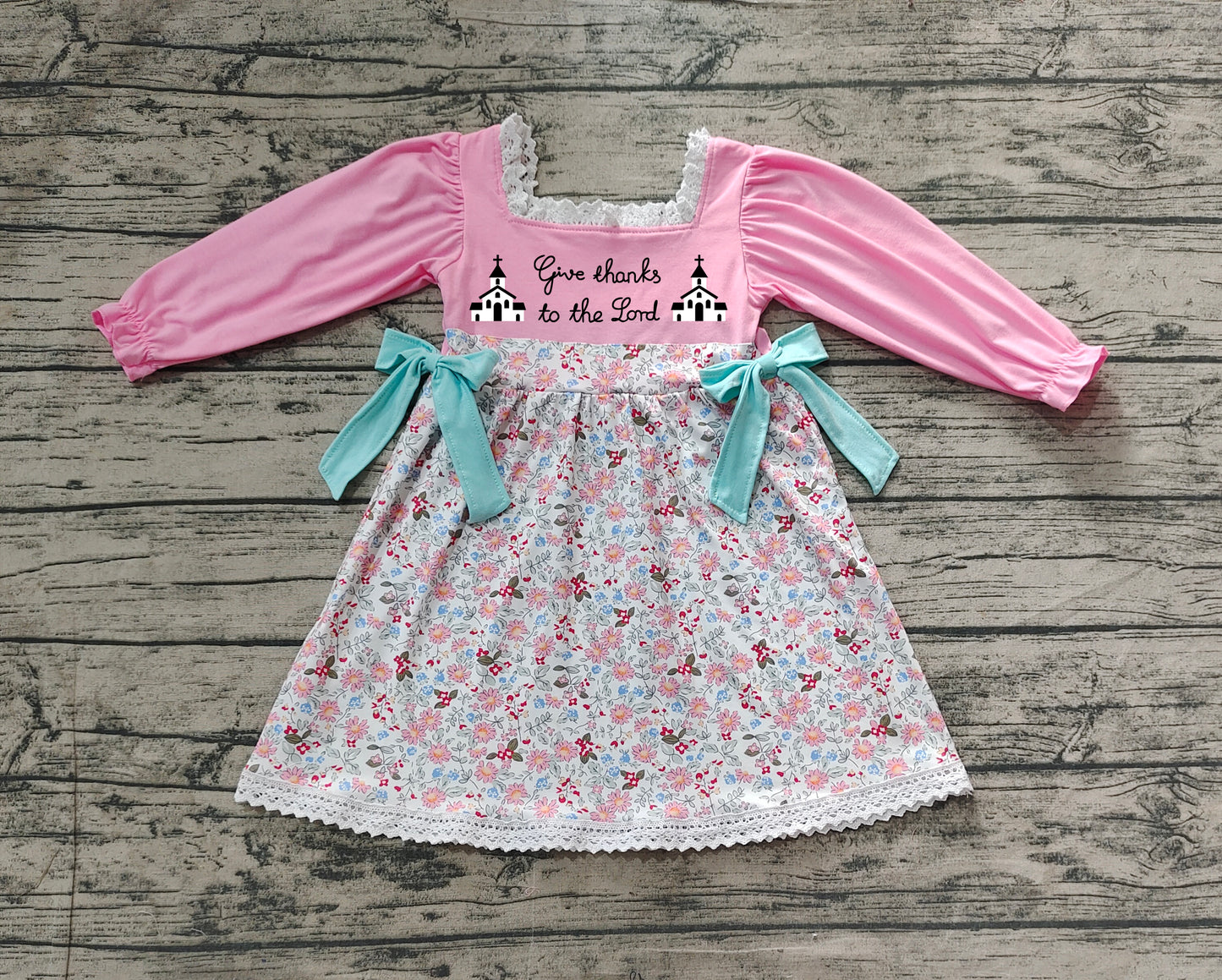 Baby Girls Thanks Lord Church Wear Knee Length Dresses Preorder