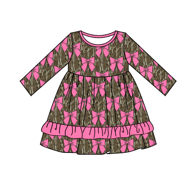 Baby Girls Bottomland Camo Bows Ruffle Knee Length Dresses Preorder