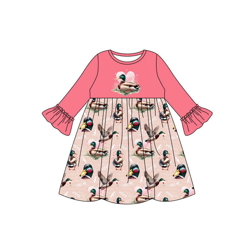 Baby Girls Valentines Duck Hearts Knee Length Dresses Preorder