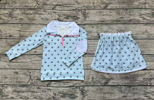 Baby Girls Blue Flowers Zip Top Ruffle Short Clothes Sets Preorder