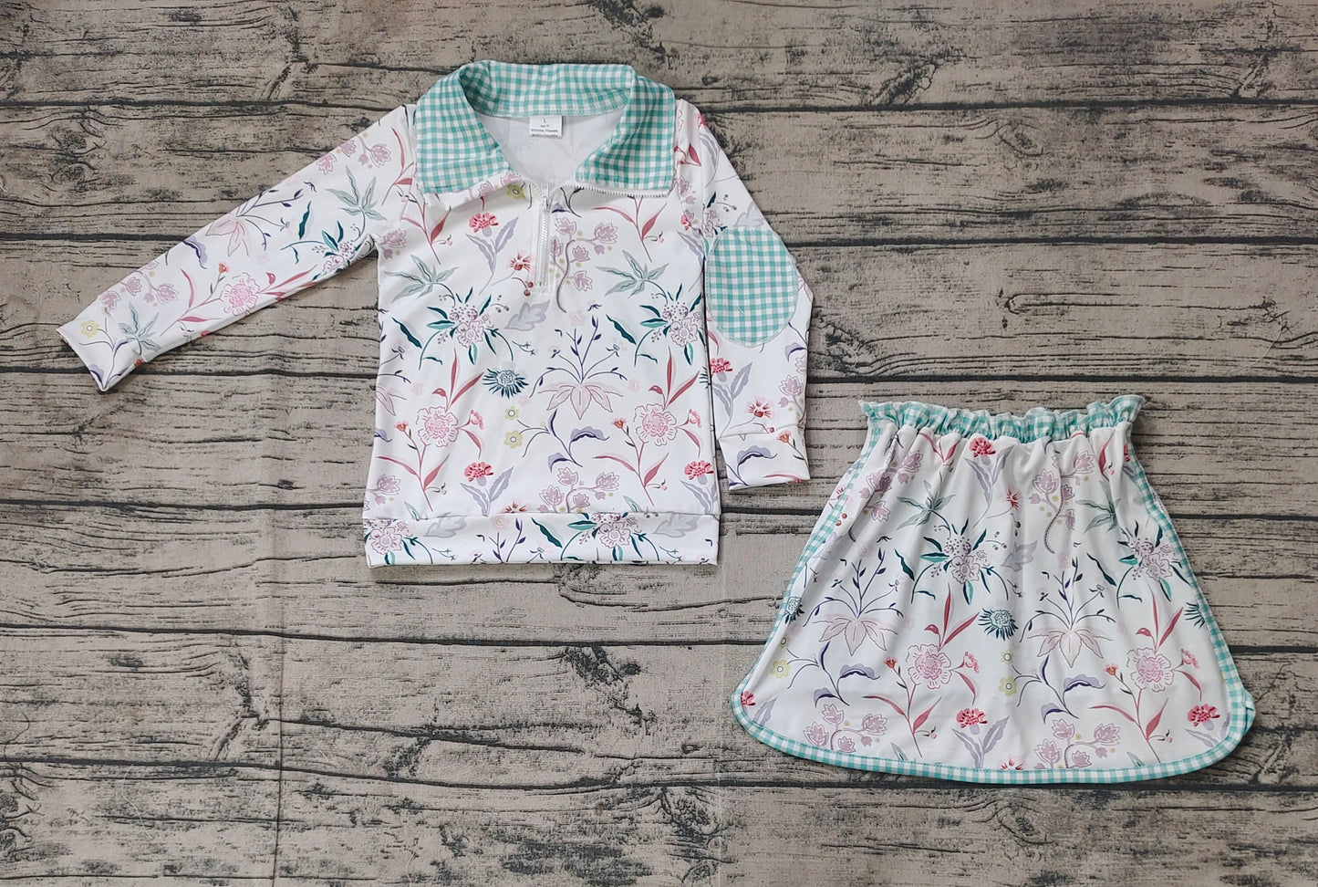 Baby Girls Flowers Pullovers Top Skort Clothes Sets