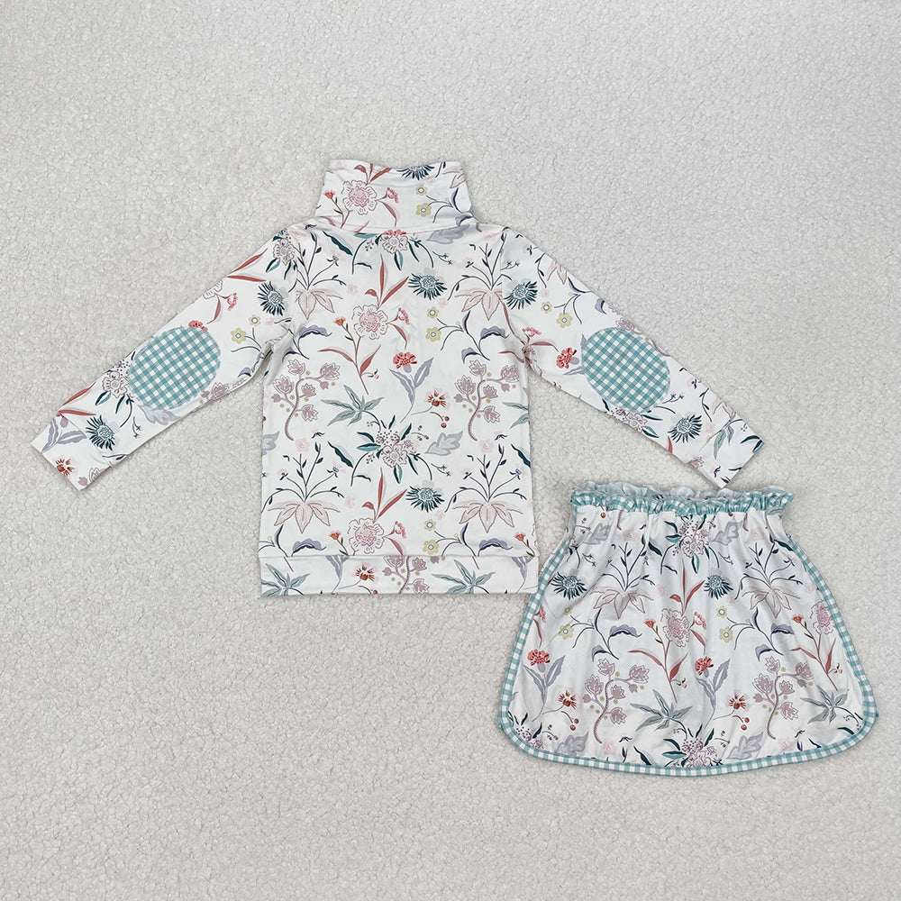 Baby Girls Flowers Pullovers Top Skort Clothes Sets