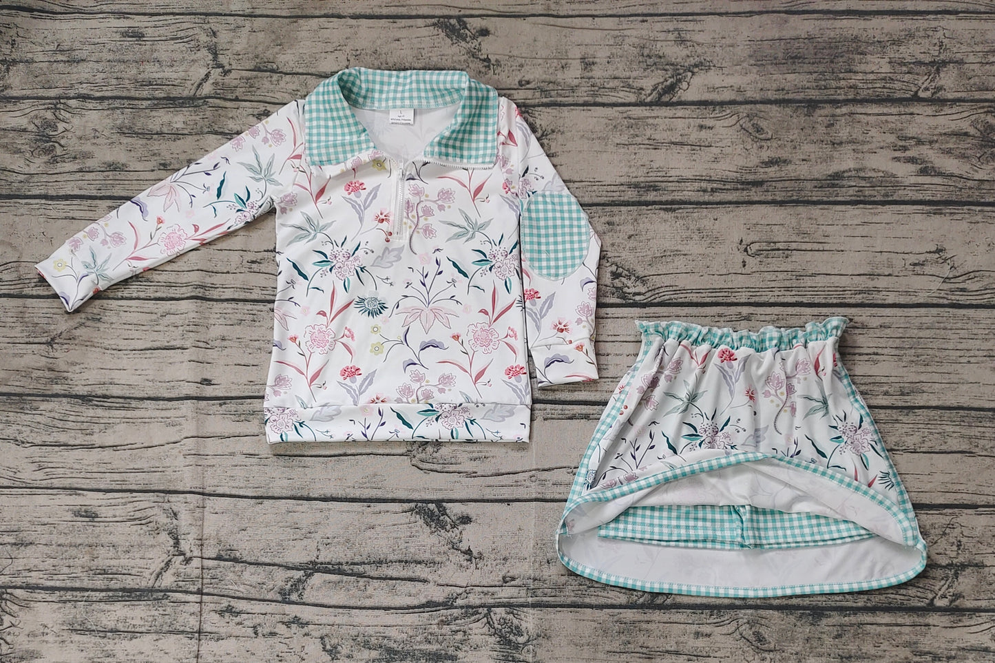 Baby Girls Flowers Pullovers Top Skort Clothes Sets