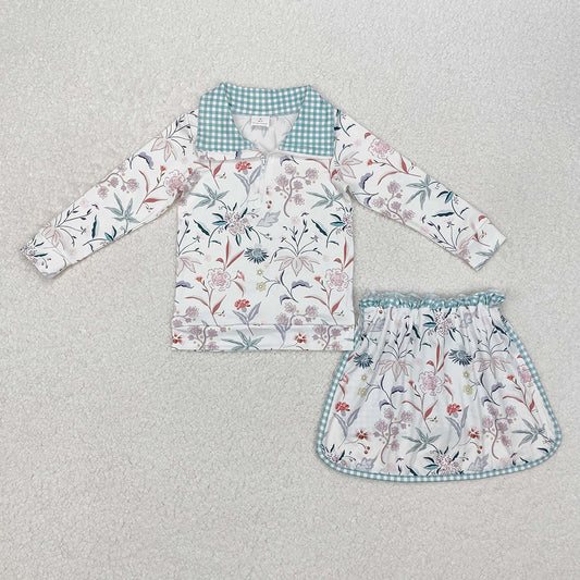 Baby Girls Flowers Pullovers Top Skort Clothes Sets