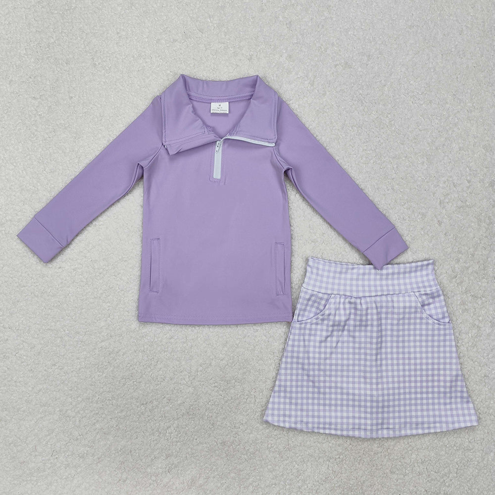 Baby Girls Lavender Pullover Active Wear Top Shorts Skirts Clothes Sets