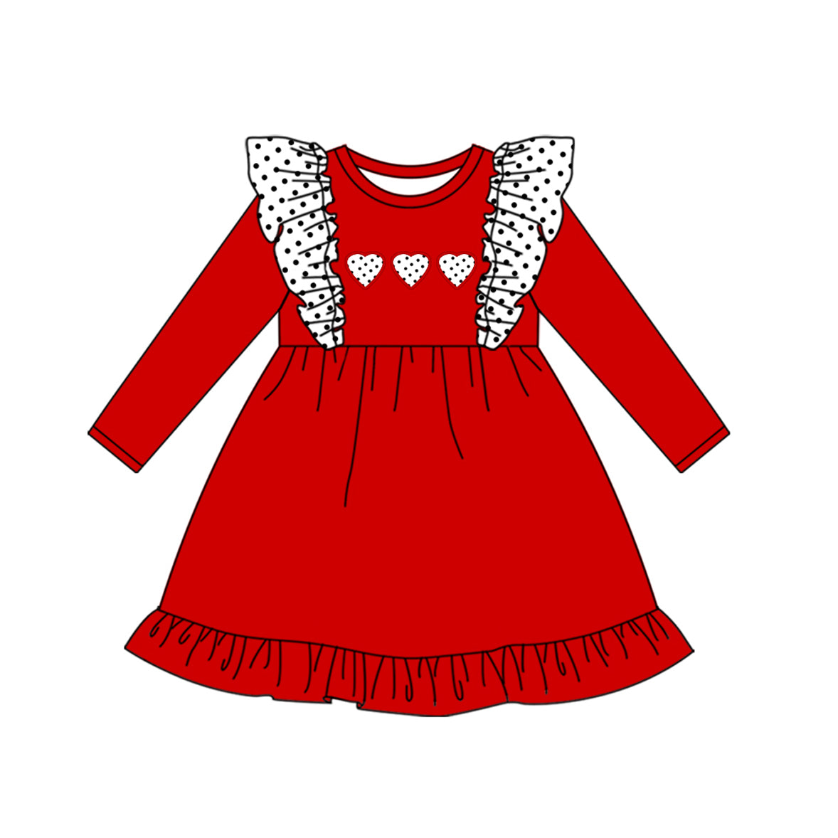 Baby Girls Valentines White Hearts Knee Length Dresses Preorder