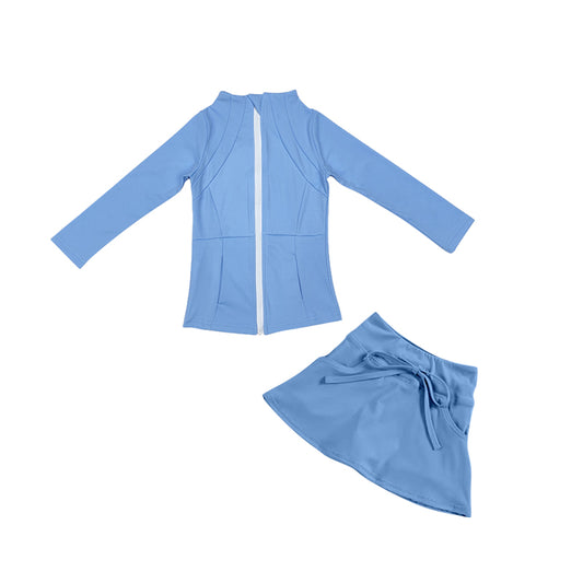 Baby Girls Blue Yoga Jacket Skorts 2pcs Active Wear Sets Preorder