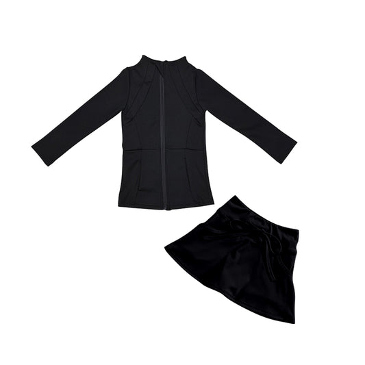 Baby Girls Black Yoga Jacket Skorts 2pcs Active Wear Sets Preorder