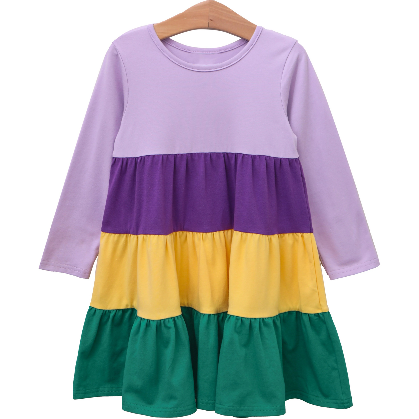 Baby Girls Mardi Gras Purple Long Sleeve Knee Length Dresses Preorder