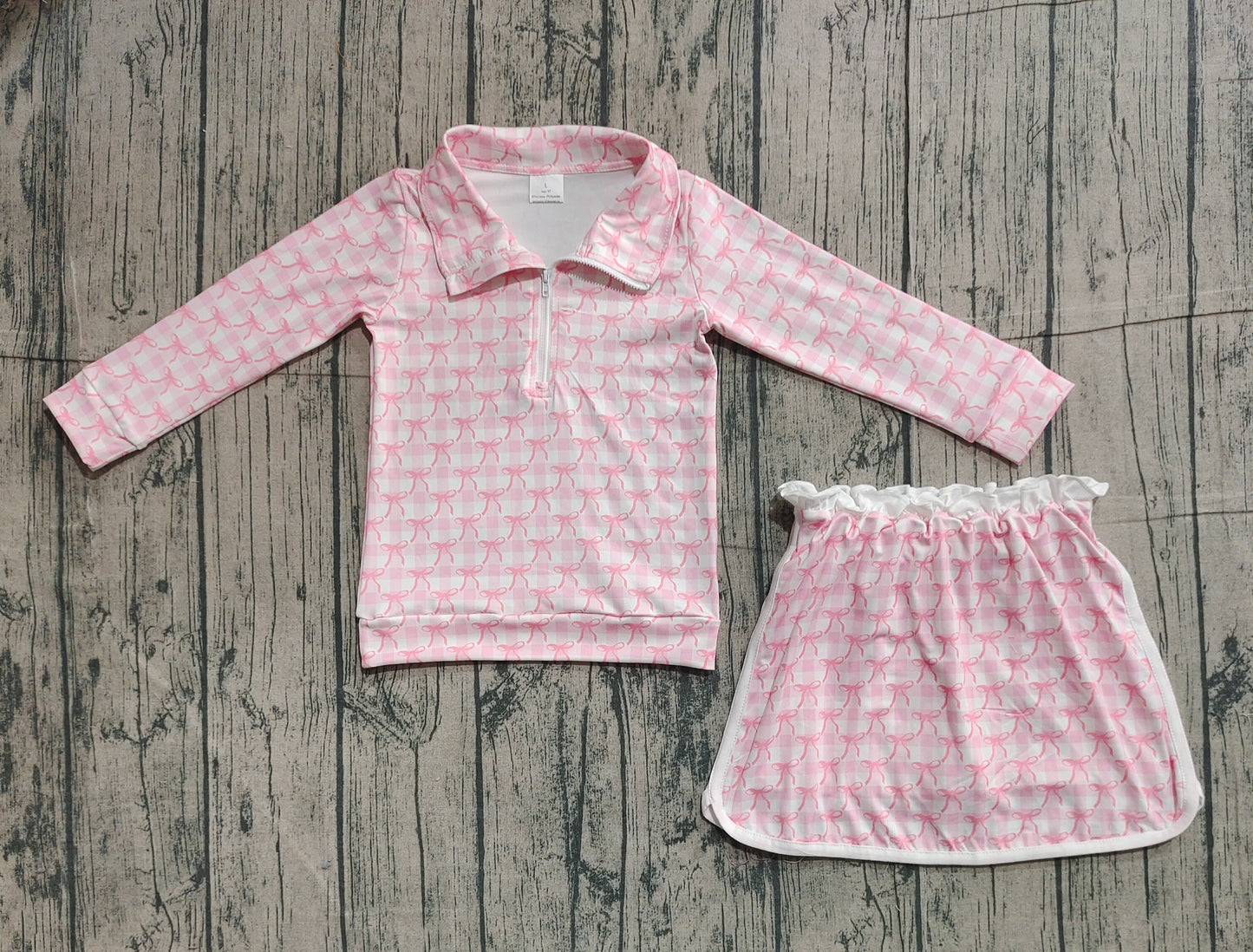 Baby Girls Pink Bows Zip Top Skort Bottoms Clothes Sets
