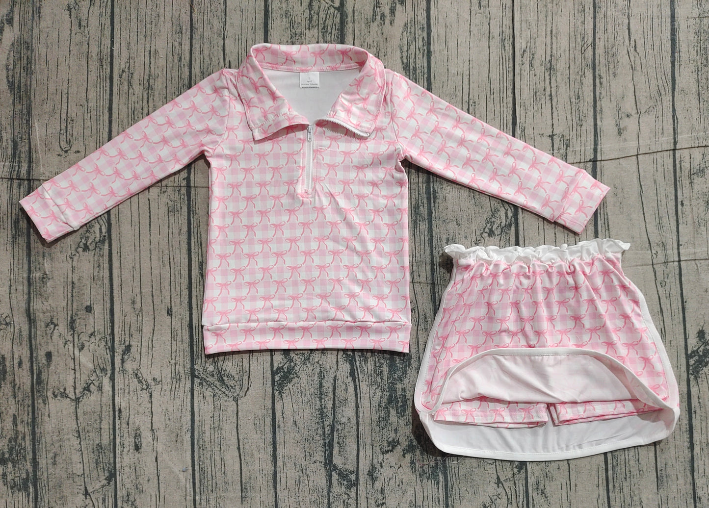 Baby Girls Pink Bows Zip Top Skort Bottoms Clothes Sets